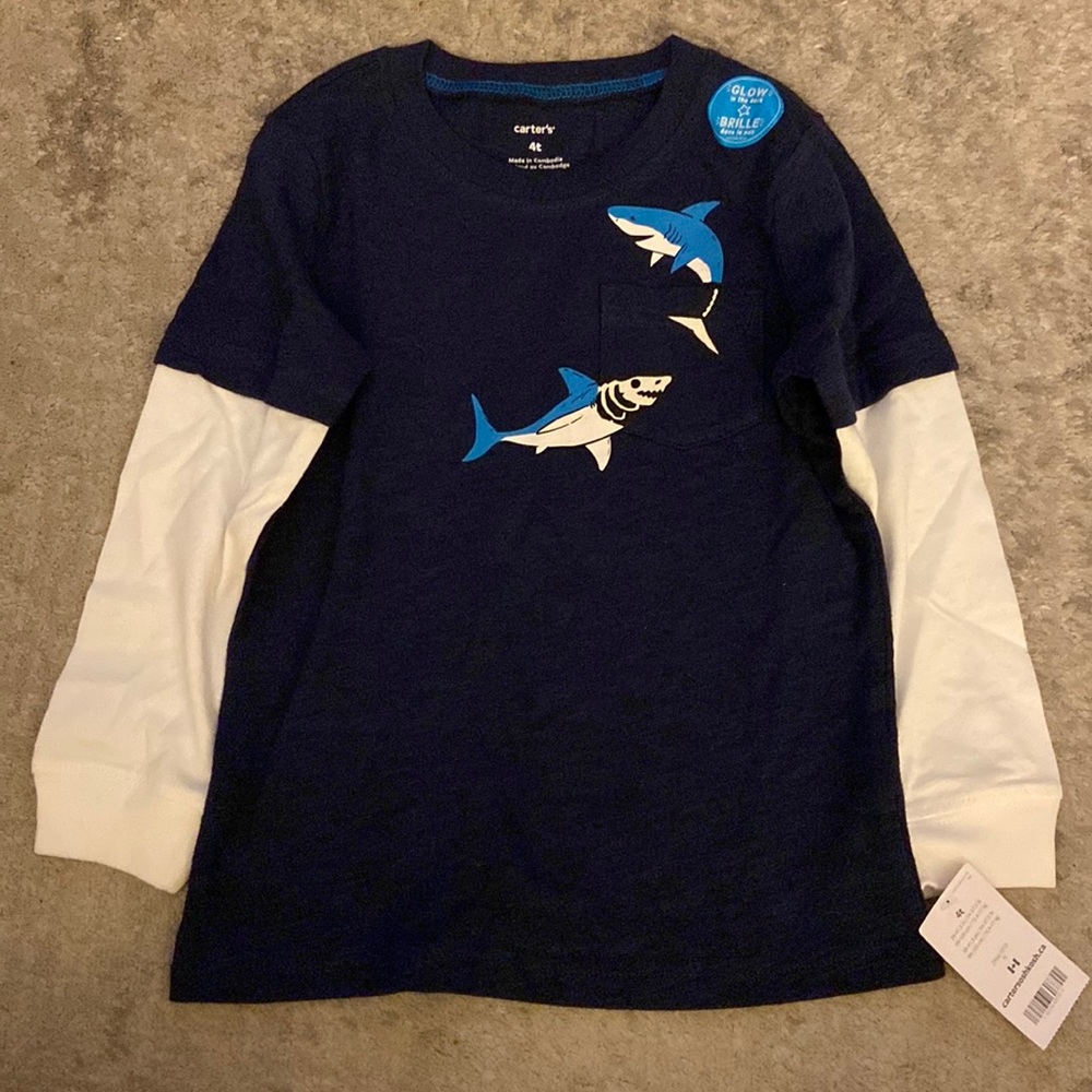 Carters Glow in the Dark Long Sleeved Tee; Size 4T; New with tags.